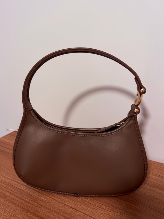 Coach Handbags - Coach Eve Dark Stone Leather Shoulder Bag with Gold-Tone Accents